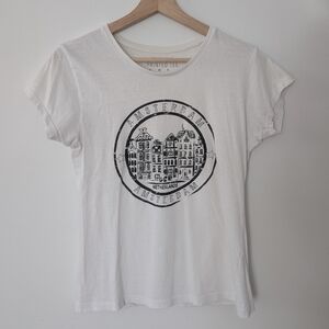 Primark White T-shirt with Amsterdam Graphic On Front